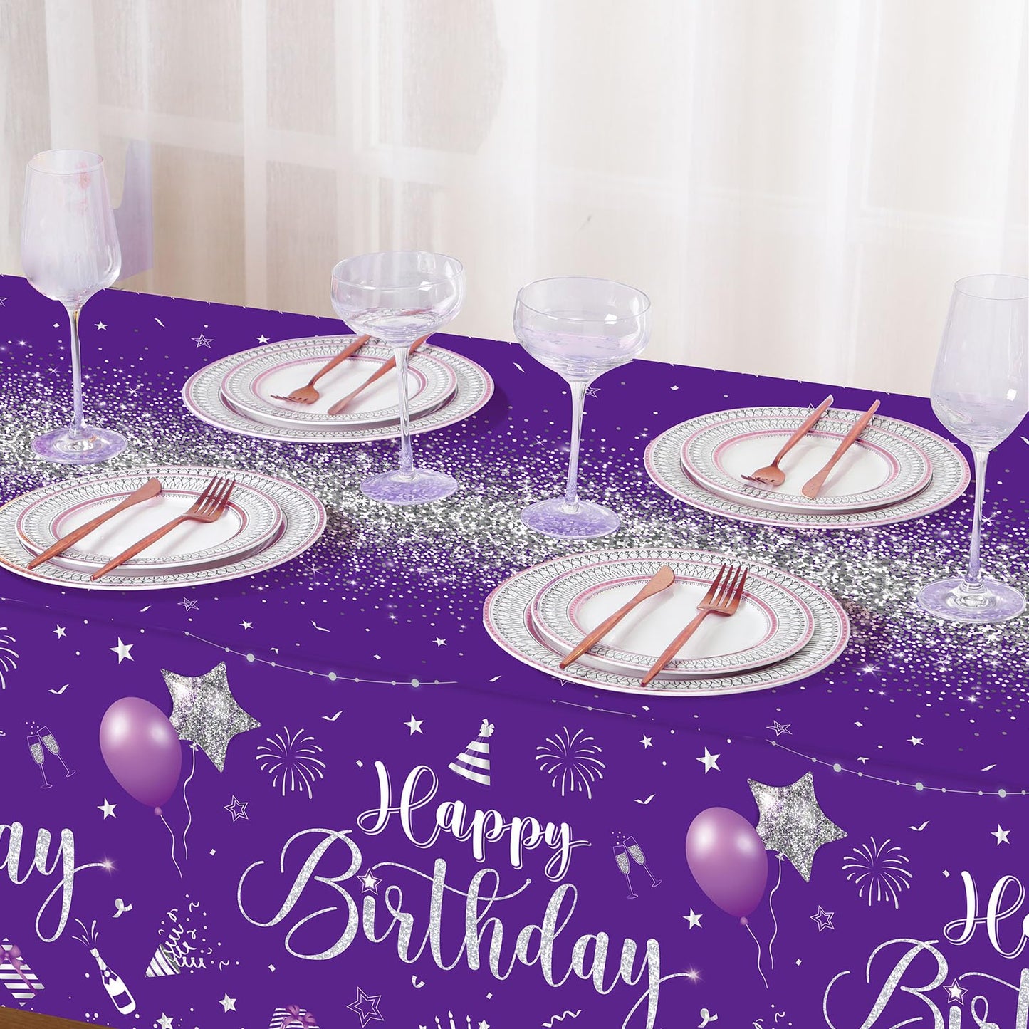 Tudomro 3 Pcs Happy Birthday Tablecloths Happy Birthday Party Decorations Plastic Table Cover Rectangular Cloths for Women Men B