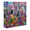 eeBoo Piece & Love: Cat & The Castle - 1000 Piece Puzzle - mature-themed Square Jigsaw  23x23  Includes Image Reference Insert  Glossy Pieces