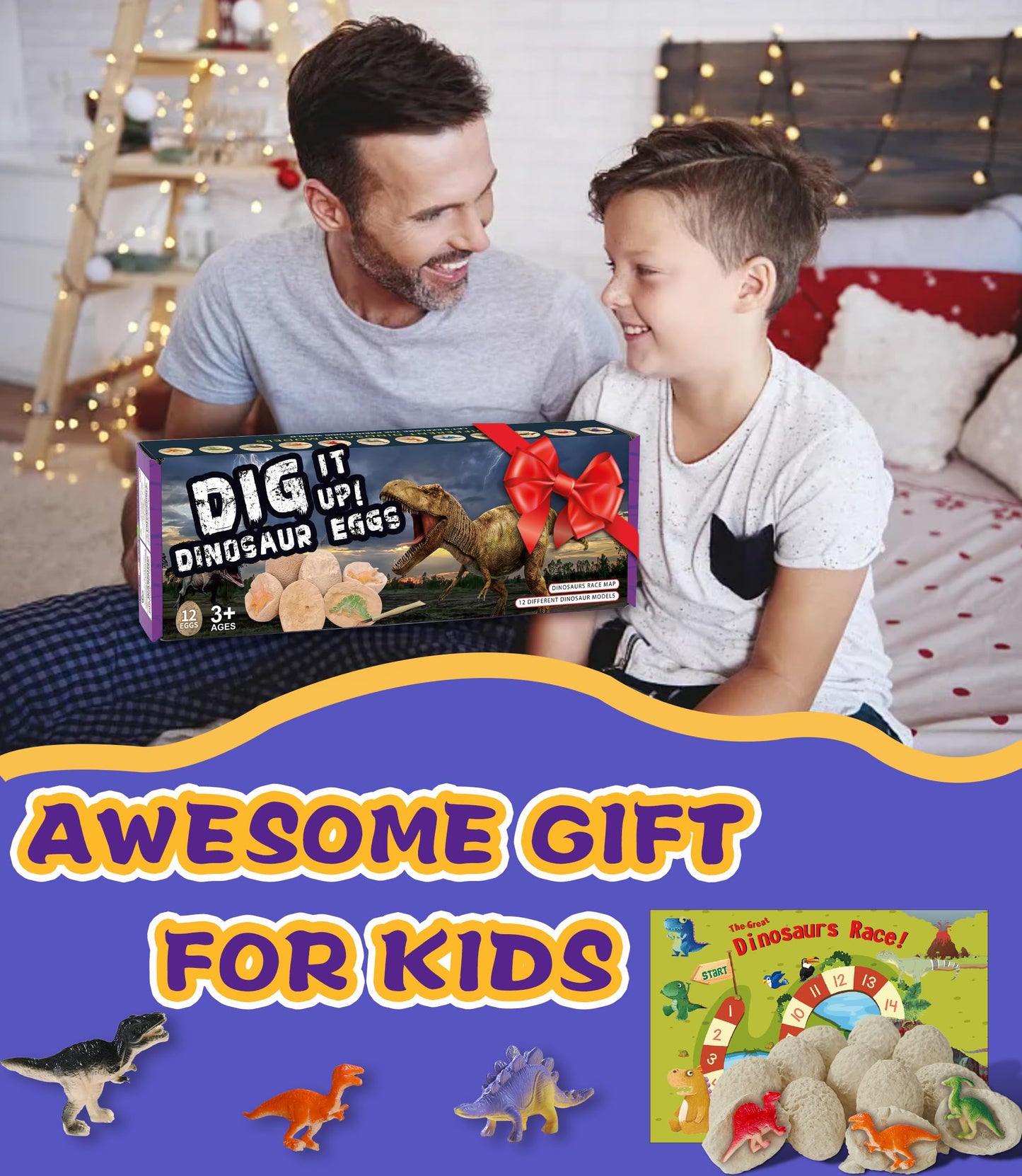 Dinosaur Easter Egg Toys Dig Kit For Kids, Science Stem Gifts For 3 4 5 6 7 8 9 10 Year Old Boys Girls, Discover 12 Dino Eggs Excavation Fossil Digging Dragon Toy, Educational Archaeology Party Games