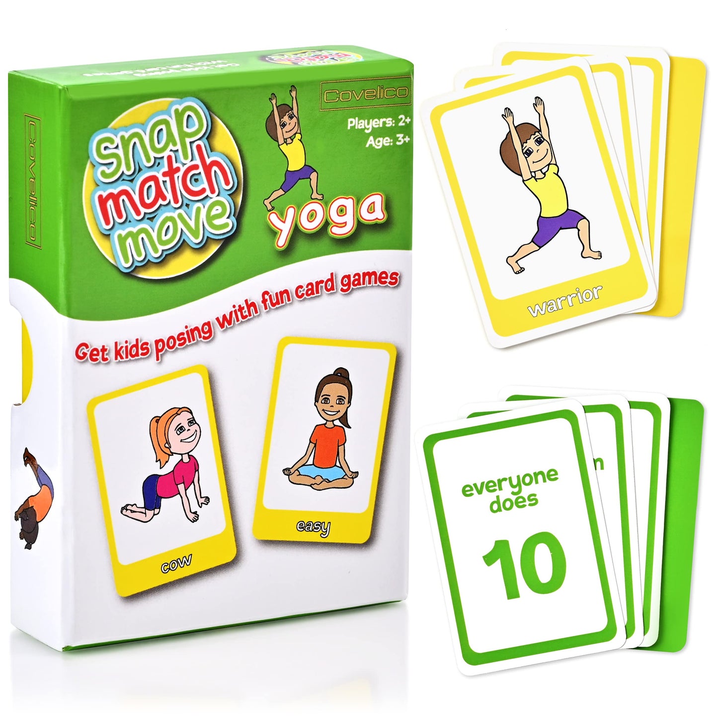 Covelico Yoga Cards For Kids - Fun Yoga Pretzels Cards For Kids Yoga Games For Children, Play Memory Yoga Game, Snap And Go Fish Yoga, Yoga Flash Cards And Yoga Kids Props For Kids Yoga & Tween Yoga.