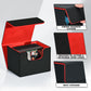 ZLCA Trading Card Deck Box - Faux Leather, Holds 120+ Single Sleeved Cards, Horizontal Size, Black & Red