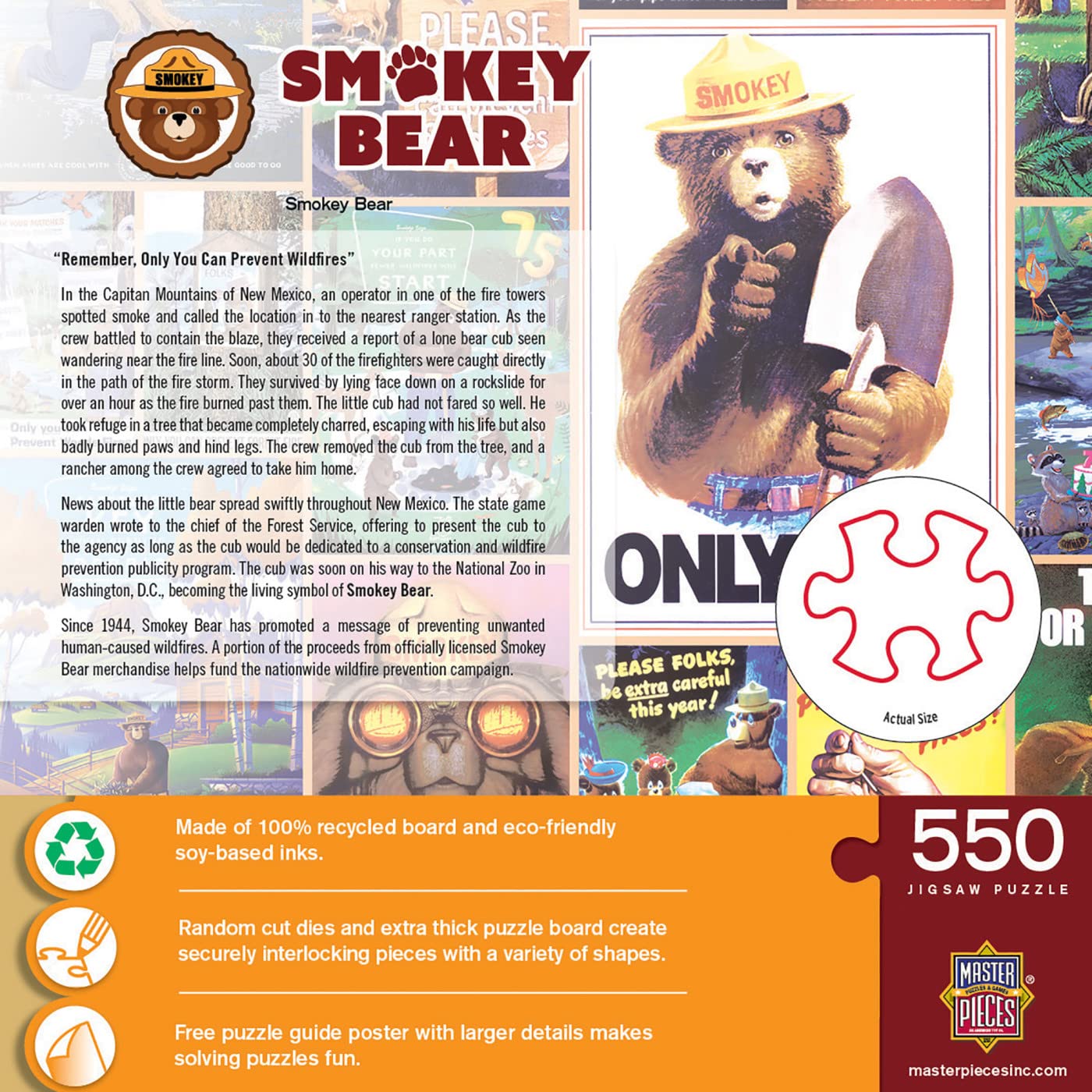 Masterpieces 550 Piece Jigsaw Puzzle For Adults, Family, Or Youth - Smokey Bear - 18''X24''