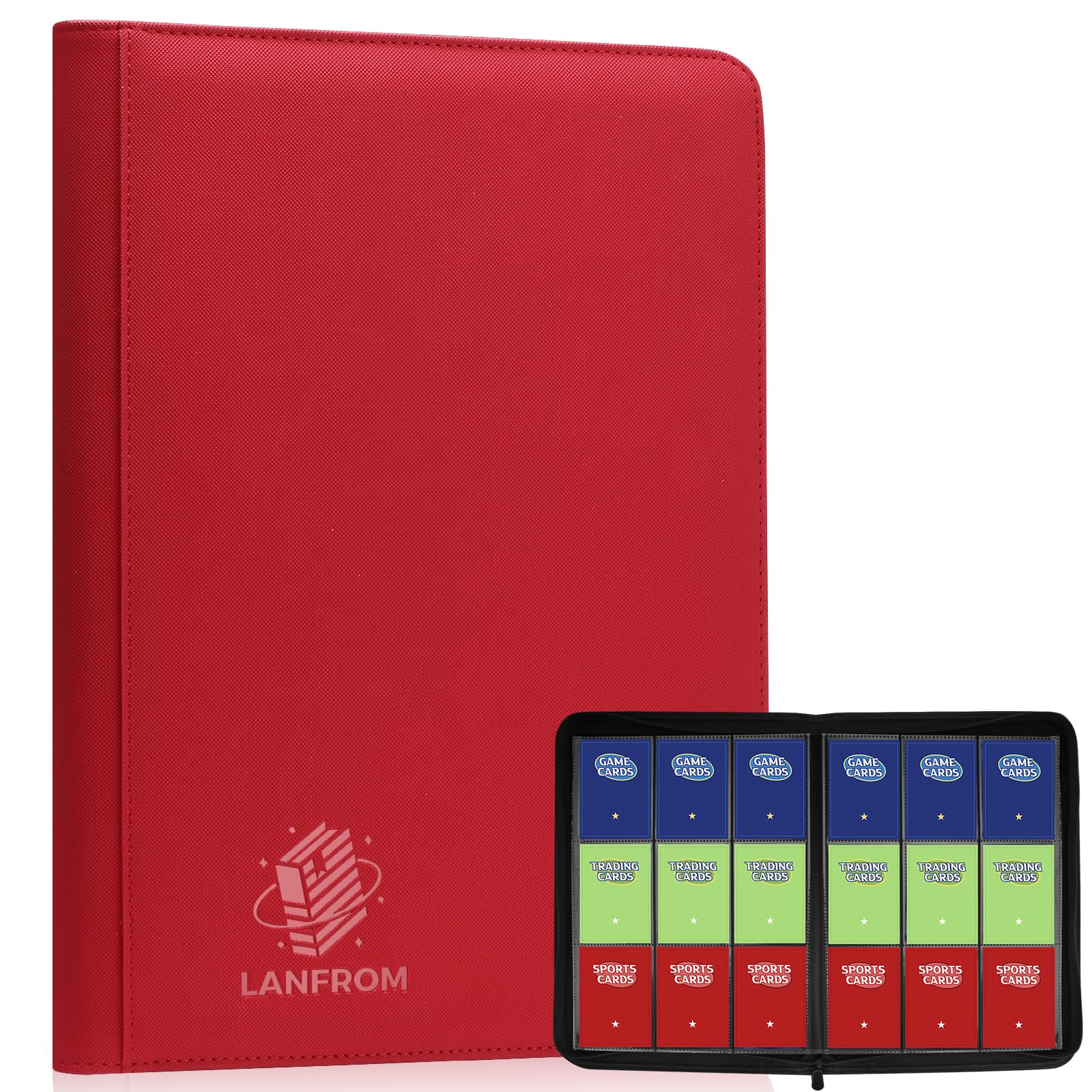 9 Pocket Card Binder  enhanced Ringless Trading Card Binder 360 Side Loading Pocket PU Card Collection Binder  Sturdy Collectible Card Albums Card Folder for MTG  TCG  Sports Cards  Game Cards-Red