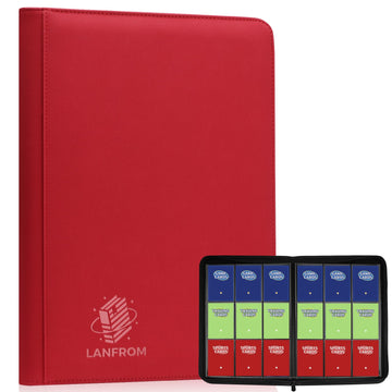 9 Pocket Card Binder  enhanced Ringless Trading Card Binder 360 Side Loading Pocket PU Card Collection Binder  Sturdy Collectible Card Albums Card Folder for MTG  TCG  Sports Cards  Game Cards-Red
