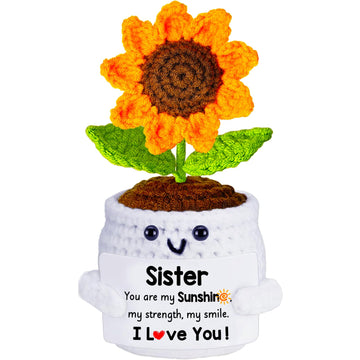 Sister Birthday Gifts, Sister Gifts Of Positive Crochet Sunflower, Emotional Inspirational Support Gift For Sisters, Soul Friend