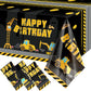 Tatuo Construction Happy Birthday Tablecloth Dump Truck Birthday Table Covers Tractor Plastic Printed Tablecloth Construction Themed Party Decoration Supplies For Kid Boy(3 Sheets,3 Pieces)