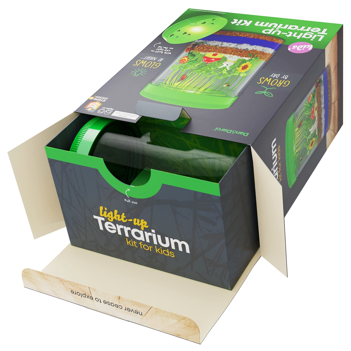 Dan&Darci Light-Up Terrarium Kit for Kids - STEM Educational DIY Toy - Multi-color - Ages 6-12 - Fun Craft Project