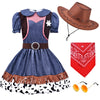 Zzihan Kids Cowgirl Costume Dress Outfits For Girls Role Play Cowboy Cowgirl Hat Bandanas Belt Sunglasses Dress Up Accessories F