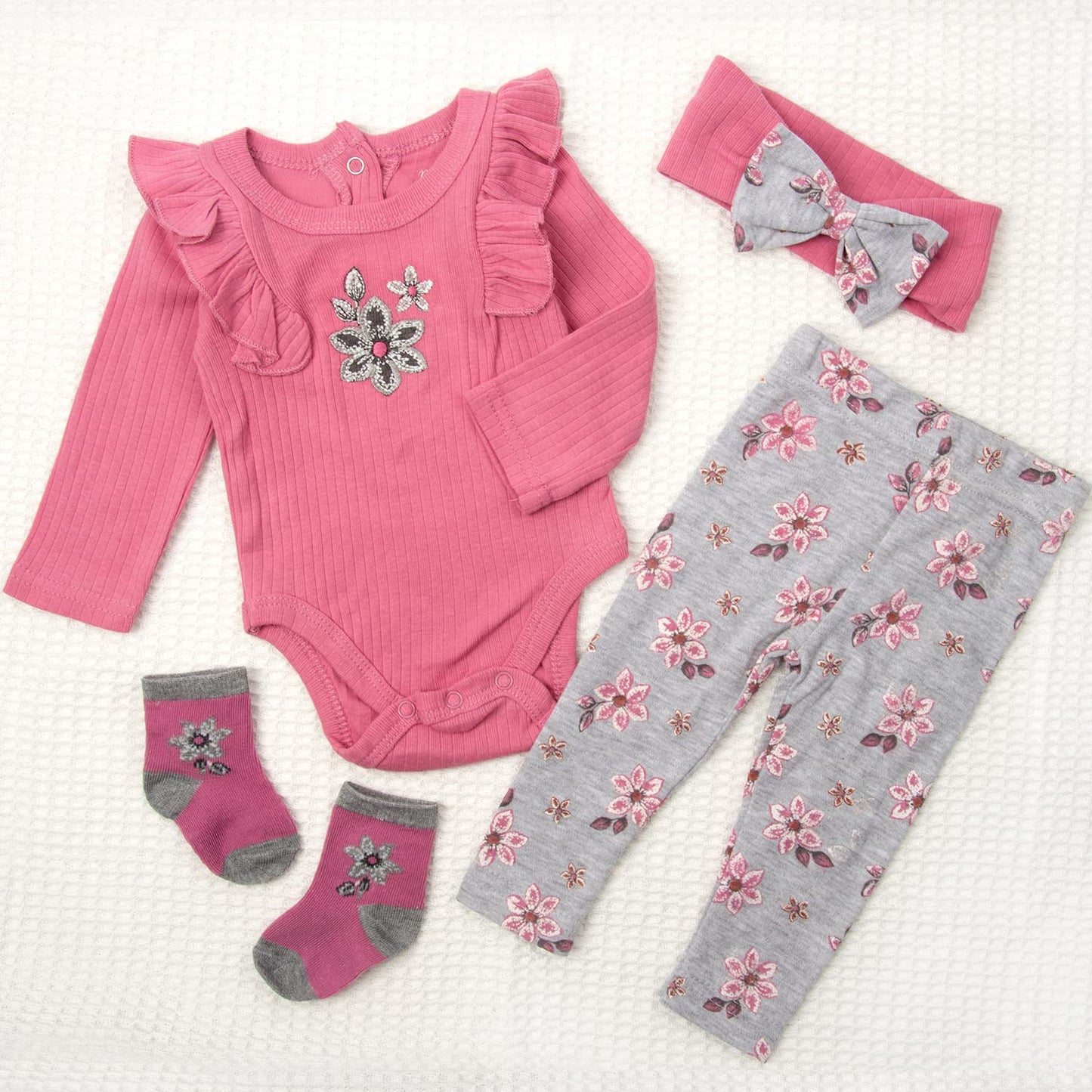 Handmade 24 inch Reborn Doll Clothes Pink Knitted Suit 4Pieces 22inch-24inch Reborn Baby Doll Matching Clothes