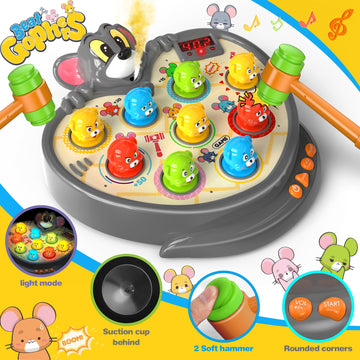 Toys For Ages 2-4,2 Year Old Boy Birthday Gift,With Spray 2 Hammers,5 Game Modes,9 Music & Light Interactive Educational Early Learning Toddlers Toys,Birthday Gifts For 2 3 4 Year Old Boy Toys