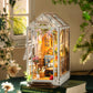 Robotime Book Nook Kit - Diy Miniature House Kit, 3D Wooden Puzzle Booknook, Bookend Bookshelf Insert Decor With Led Light, Dollhousetiny House Hobby Diorama Kit Unique Gifts (Garden House)