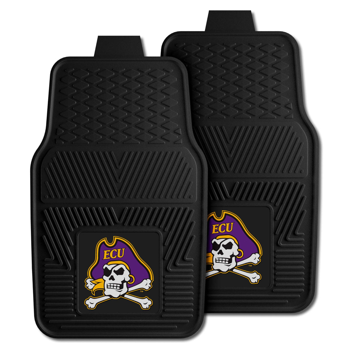 FANMATS 13918 East Carolina Pirates 2-Piece Heavy Duty Vinyl Car Mat Set, Front Row Floor Mats, All Weather Protection, Universa