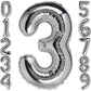 3 Number Balloon Silver 40 Inch Big Foil Mylar 3Rd Balloons For 3 Year Old Boy Girl Birthday Party Decorations Wedding Anniversa