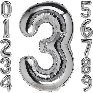 3 Number Balloon Silver 40 Inch Big Foil Mylar 3Rd Balloons For 3 Year Old Boy Girl Birthday Party Decorations Wedding Anniversa