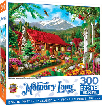 Masterpieces - 300 Piece Jigsaw Puzzle, Large Ez Grip Shapes, Mountain Hideaway, Fun For Adults, Seniors, Family, Kids, Non-Glar