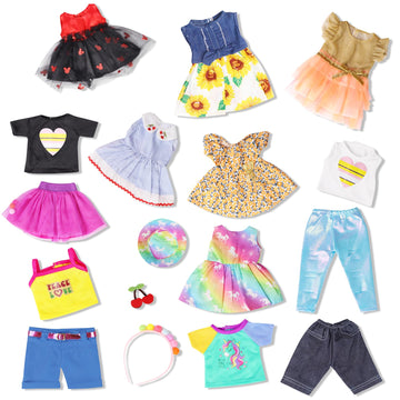 18 Inch Doll Clothes Accessories, Artst 18Pcs Doll Clothes Outfit Dress For 18 Inch, Xmas Gift For Girls(10 Set)