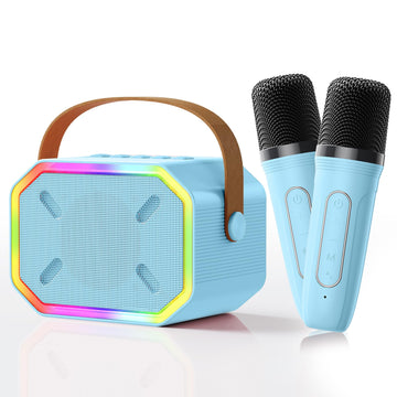 Mini Karaoke Machine With 2 Wireless Microphones:Bluetooth Karaoke Microphone For Singing - Best 2024 White Elephant Gifts For Kids Teens Adults