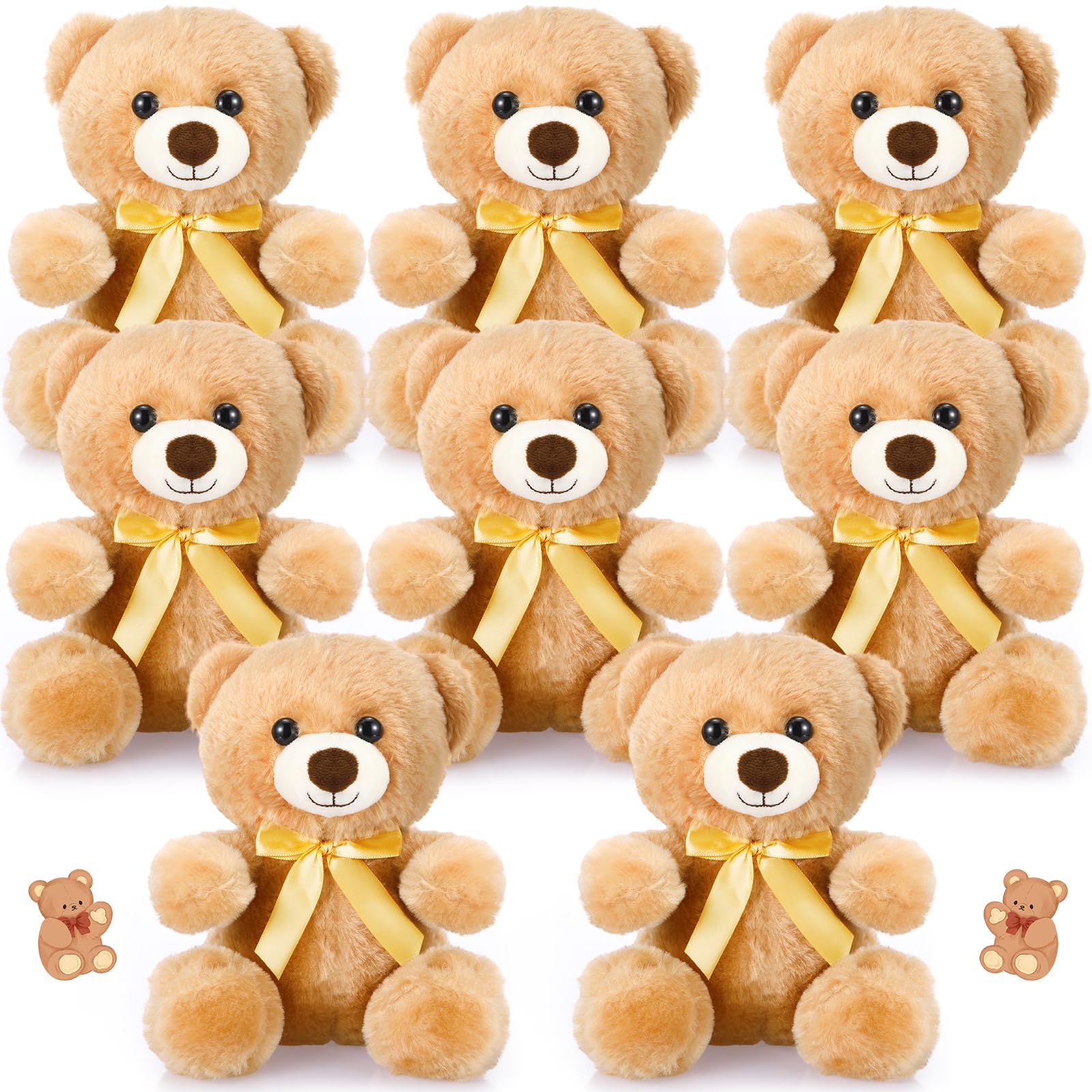 Hydren 8 Pieces 8 Inch Valentines Bears Bulk Stuffed Animals Bulk Soft Plush Bears Doll With Bow Tie For Boy Girl Baby Shower Bi