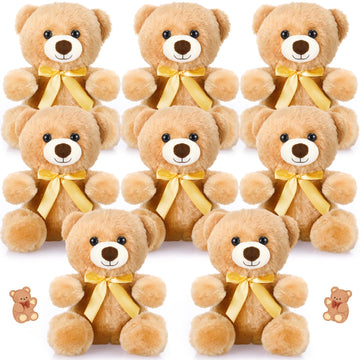 Hydren 8 Pieces 8 Inch Valentines Bears Bulk Stuffed Animals Bulk Soft Plush Bears Doll With Bow Tie For Boy Girl Baby Shower Bi