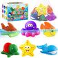 Color Changing No Hole Bath Toys For Kids Toddlers, Color Change Bath Toys For Kids Ages 4-8, Ocean Animal Toys With Drying Bag,