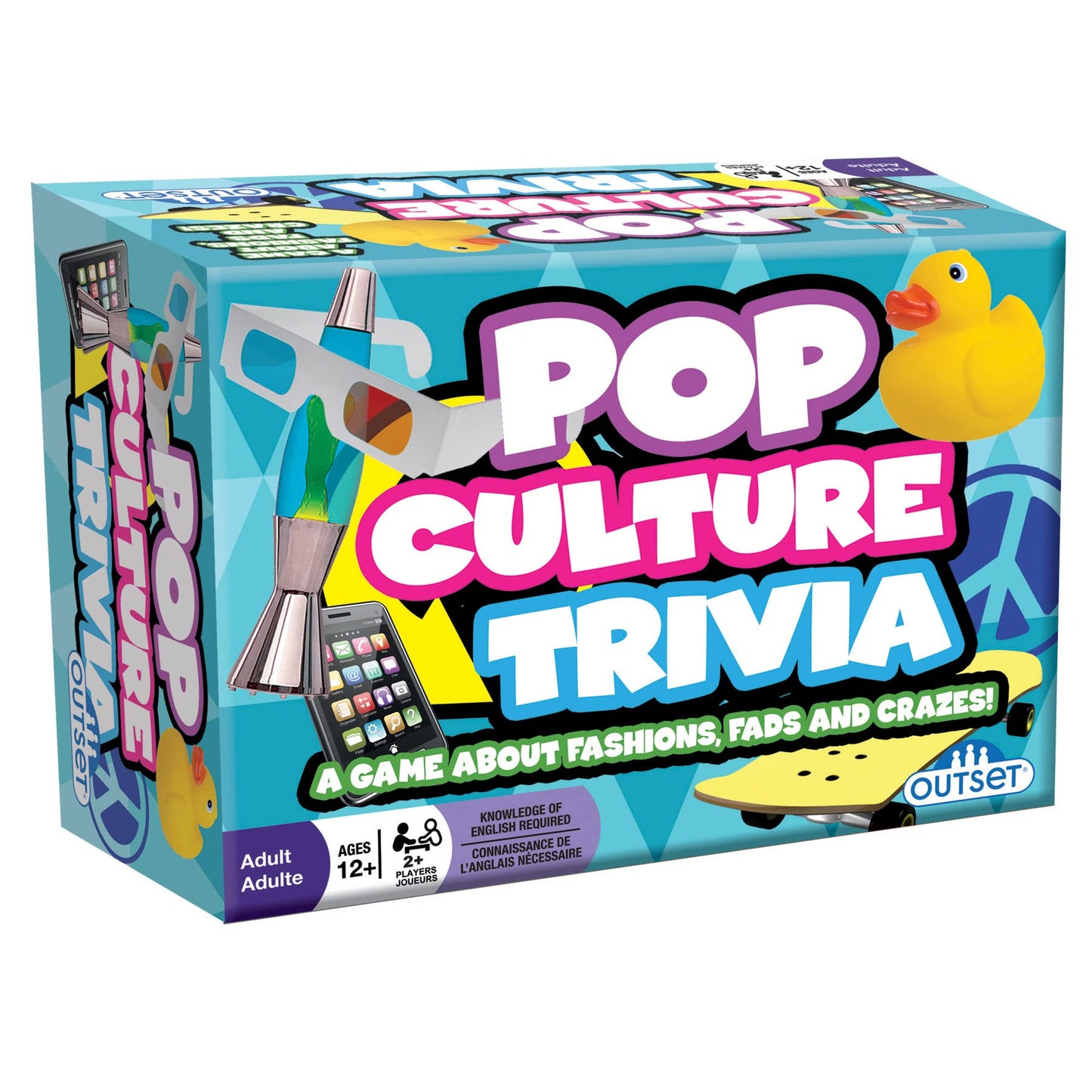 Outset Media Pop Culture Trivia Game - 1200 Questions - Fun for 2+ Players - Ages 12+ - Black and White With Red - Cardstock