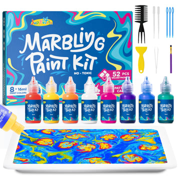 JUPITEARTH Water Marbling Paint Kit, Arts and Crafts for Girls & Boys, Art Supplies for Kids Ages 3-5 4-8 8-12, Marbling Paint f