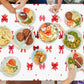 ArianQicult 3Pcs Bow Party Tablecloths - Red Cherry Party Table Covers Decorations Coquette Bow Rectangular Plastic Disposable T