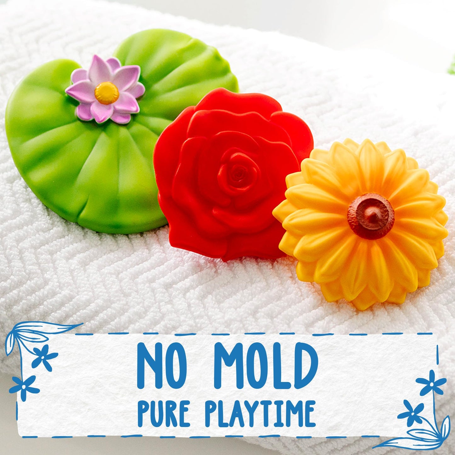 Splashez Mold Free Bath Toys For Kids & Toddlers | No Hole Baby Bath Toys | No Mold Floating Flowers For Bathtub Water Pool Show