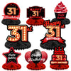 Happy 31St Birthday Red And Black Table Honeycomb Centerpieces Balloons Theme Decor Table Decorations Table Toppers For Girls Women Princess 31 Years Old Birthday Party Bday Supplies Background Gold