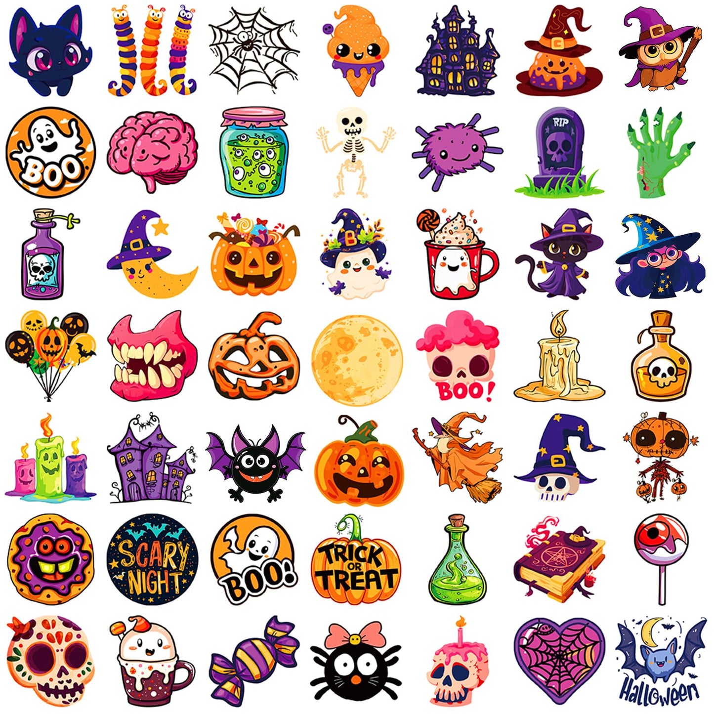 Xzentira, 100 Pcs Halloween Stickers For Kids Teens Adults, Halloween Cartoon Pumpkin Themed Stickers, Vinyl Waterproof Holiday