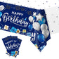 Duaiai Happy Birthday Decorations, 3 Pcs Navy Blue And Silver Birthday Tablecloth For Boys Girls Men Women, Plastic Disposable Rectangle Table Cover For Birthday Party Supplies- 54' X 108'