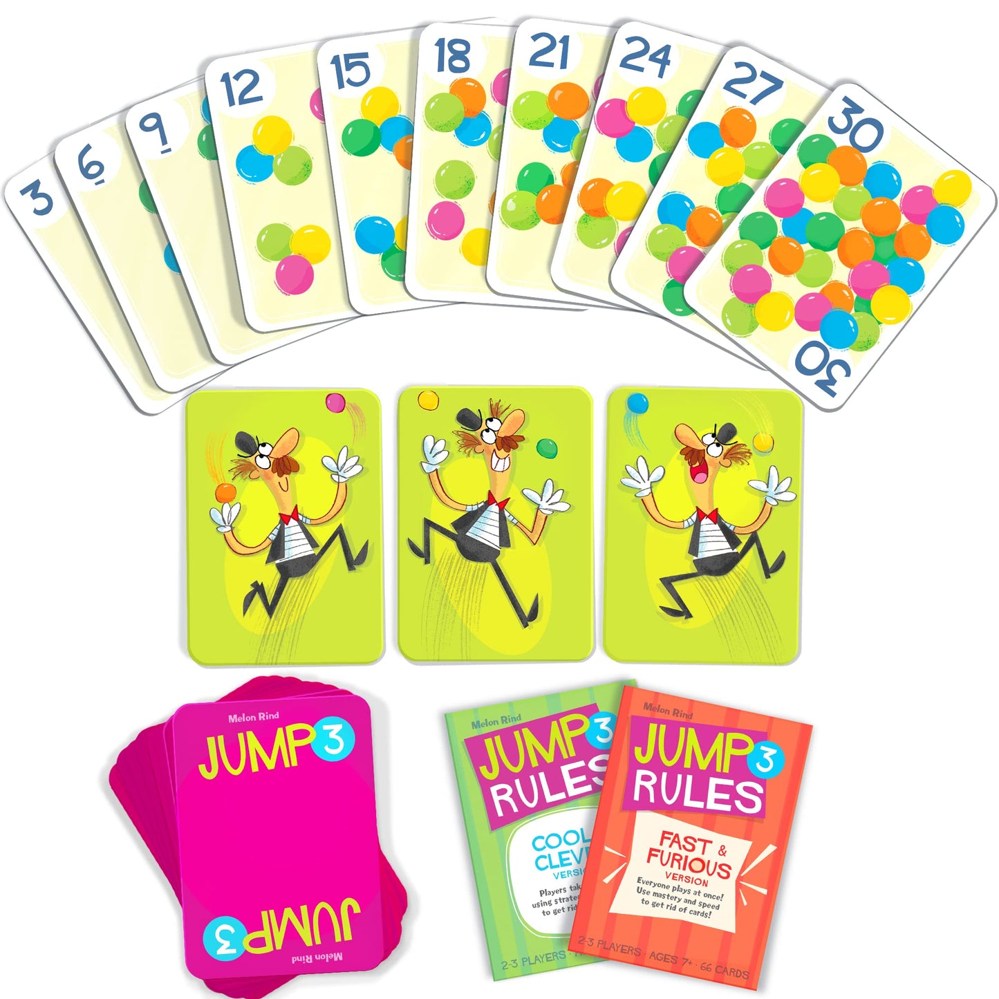 Melon Rind Jump 3, Math Game For Kids Learning Multiples Of 3, Lively Card Game, A Fun Math Activity For Boosting Confidence, Quick And Easy Screenless Fun, Ages 7+