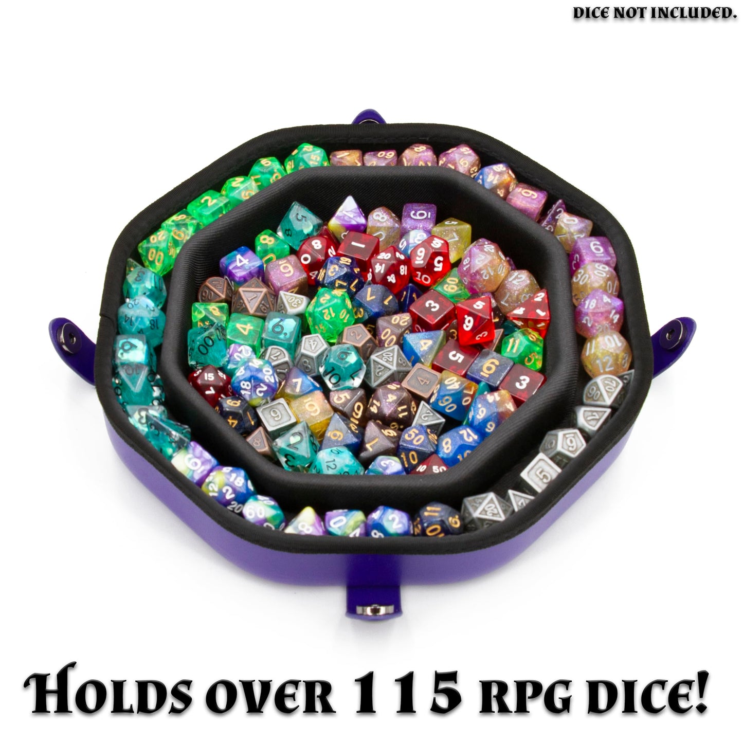 Casematix Dice Tray And Dice Storage Case For Up To 115 Rpg Dice - Dice Tray For Rolling With Magnetic Snaps, Embossed Tree Of L