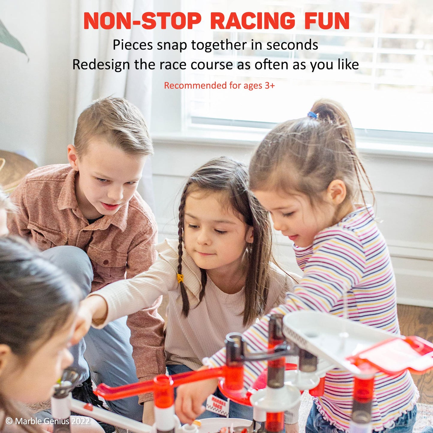 Marble Genius Marble Run Racing Set: 200-Piece Marble Run Racing Set Toys For Kids, Marbles Maze Tower Building Blocks, Marble Race Track Rolling Game, Educational Learning Stem Toy Gift, Racing