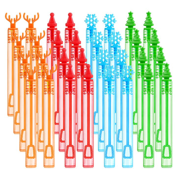 SULOLI 36 Pack Christmas Bubble Wands, Xmas Mini Bubble Wands Party Favors Christmas Goodie Bag Stuffers Christmas Toys Gift for