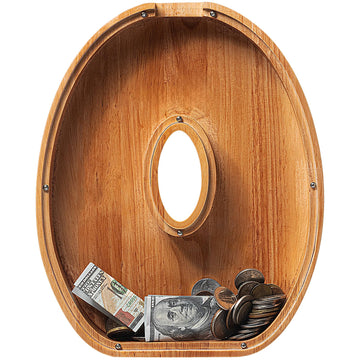 Sulevalt 12' Extra Large Wooden Letter Piggy Banks - Piggy Banks For Boys Girls Kids, Alphabet Money Banks With Initial O - Coin Banknote Bank Birthday/Christmas For Kids
