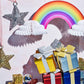 Willbond Rainbow Honeycomb Paper Centerpiece Rainbow Cloud No Crease Converting Centerpieces For Christmas Birthday Party Tables Decoration(4 Pieces)