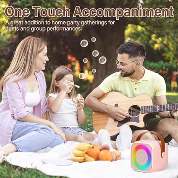 Mini Karaoke Machine For Kids,Portable Bluetooth Speaker With Wireless Microphone For Kids Toddler,Gifts For Girls Birthday Single Microphone