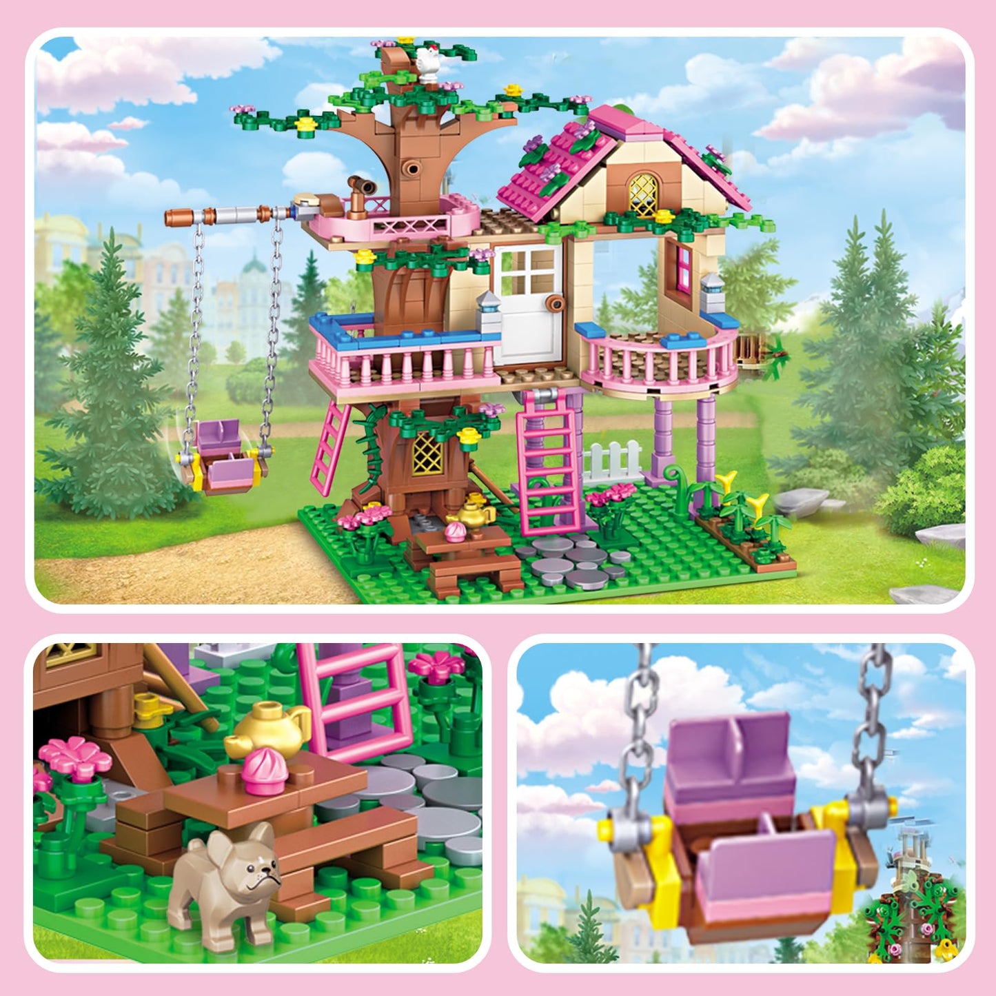 Tree House Building Set Compatible With Lego Friends, 504 Pcs Forest House Building Kit Birthday Gift For Kids Girls Boys Age 6-12 Years(7652)