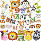 Zyozique Jungle Safari Happy Birthday Decoration Kids  Birthday Party Decoration Paper Banner With Foil Balloons , Cake Topper,