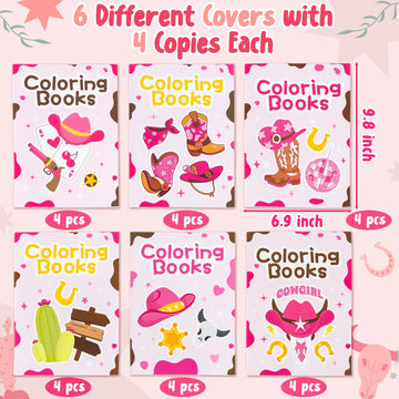 X1zuue Cowgirl Coloring Books for Kids - 24Pcs Bulk Pink Western Cowgirl Mini Coloring Booklet DIY Art Drawing Book for Toddlers