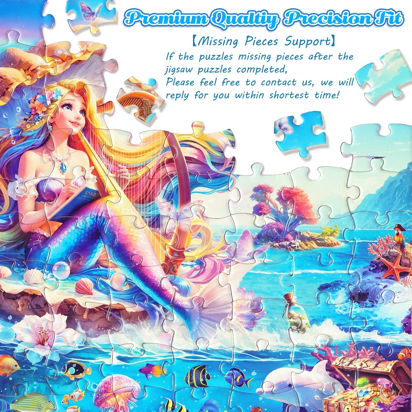 Koyiwa 100 Piece Puzzles for Kids Ages 4-6 6-8 and mature-themeds  Mermaid Puzzle for Girls Gifts  Educational Puzzles for Kids (15 x 10.7 inch)