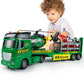 Dwi Dowellin Carrier Truck Toy - 25.6" Semi Truck with Helicopter & Dinosaurs, Green, Model 666-72F, Ideal for Kids Ages 3-6+