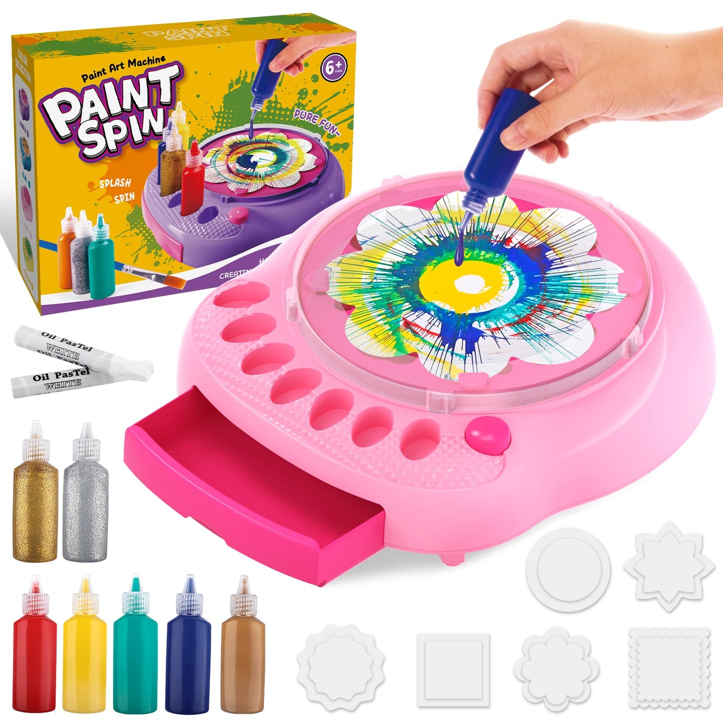 Arts and Crafts for Kids Ages 4-8,Paint Spin Art Machine Kit,Art Craft Set for 6-9 Year Old,Cool Painting Spinner Toys Kits Set,