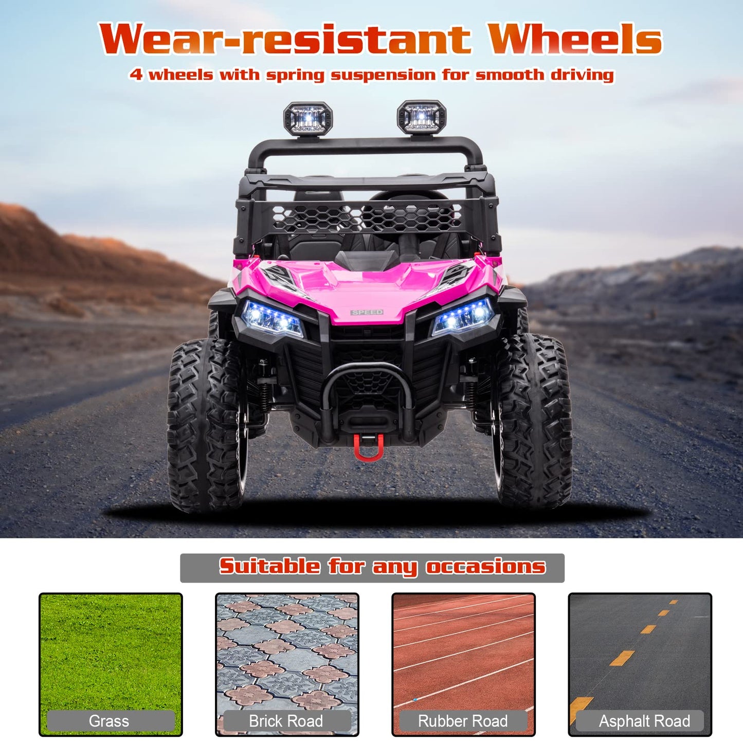 Postack 24V Xxl Ride On Toy For Big Kids, Eva Rubber Tires Battery Powered Car For Kids, Side By Side 2 Seater Kids Car With Rem