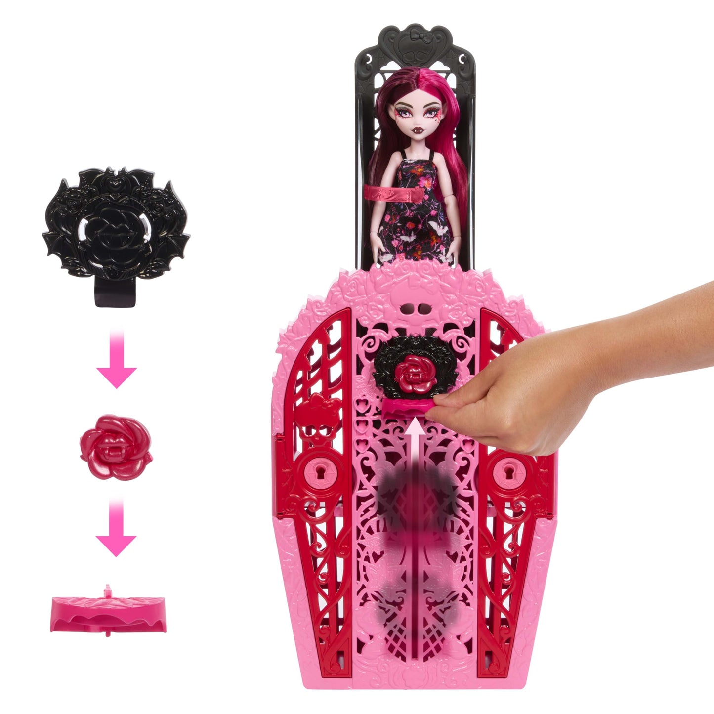 Monster High Skulltimate Secrets Doll & Accessories Set, Garden Mysteries Draculaura With Reveal Closet & 19+ Tea Party Surprise