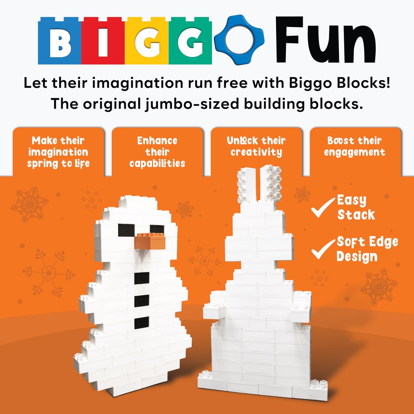 Big Blocks For Kids Ages 4-8 - Indoor & Outdoor Blocks Kids Games - White Large Building Blocks - 48 Pc