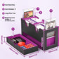Uaono Card Deck Box For Mtg, Double Card Storage Box With 2 Commander Display & 1 Dice Tray, Fits 200+ Double Sleeved Cards, Card Organizer For Ccg Tcg Sports Cards (Black Purple)