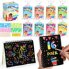 LovesTown 16 Pack Rainbow Scratch Art Party Favors for Kids, Rainbow Notebooks with Stencils & Gift Bags, DIY Craft for Birthday