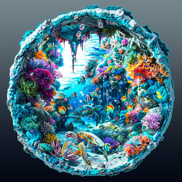 Wooden Puzzles For Adults, Flat Puzzle With 3D Visual Effect, Seabed Wooden Jigsaw Puzzles For Adults, Sea Turtle Wood Puzzles A